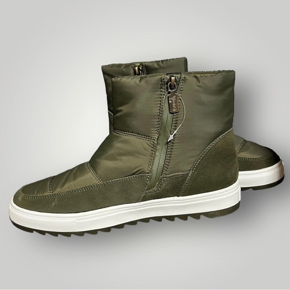 🌻NEW (w/box) Blondo Olive "Saffron" Suede & Nylon Waterproof Booties Size 10 - Picture 7 of 13